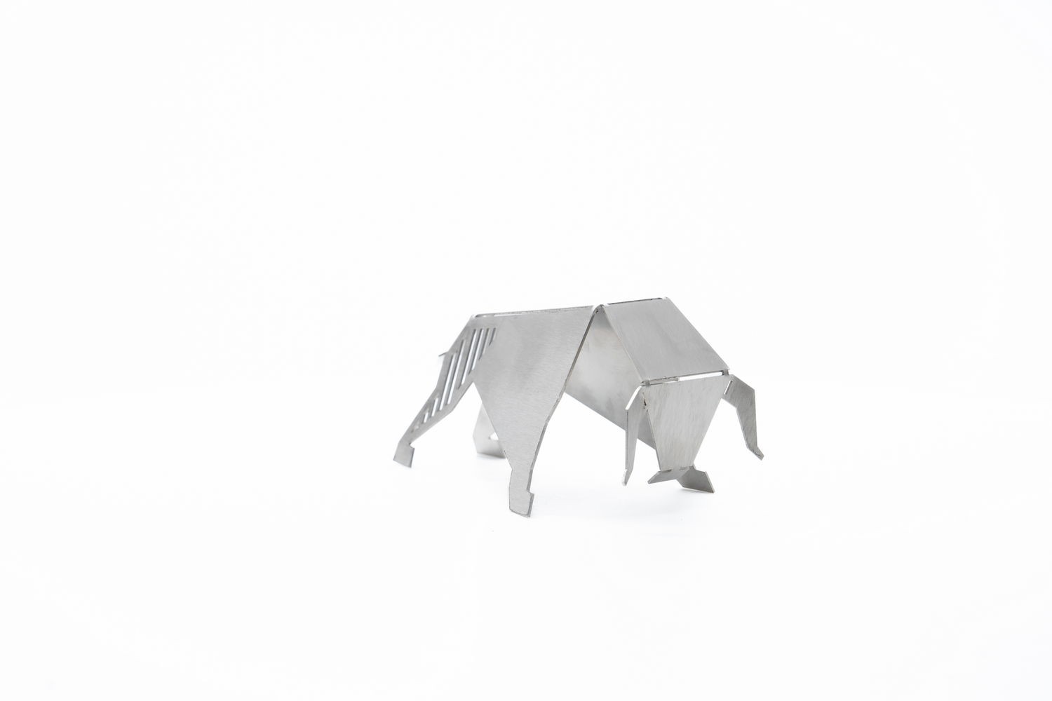 RVS Origami Stier - Standbeeldje | 20 cm x 17 cm | Woonaccessoires