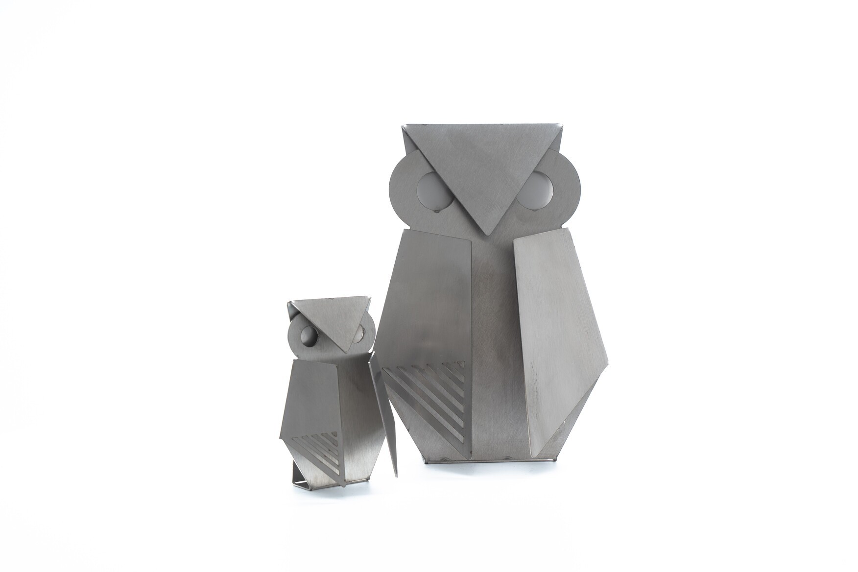 RVS Origami Vogel Uil Klein - Standbeeldje | 25 cm x 16 cm | Woonaccessoires