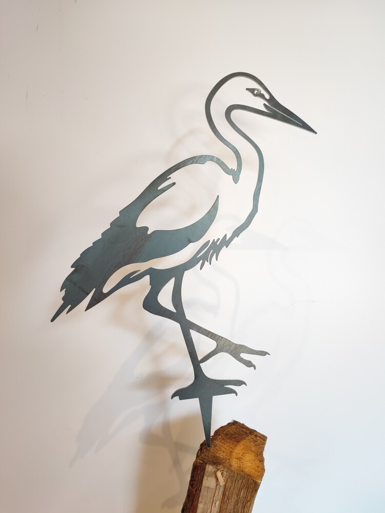 Cortenstaal Vogel Ooievaar - Tuindecoratie | 37 cm x 33,5 cm | Tuinkunst