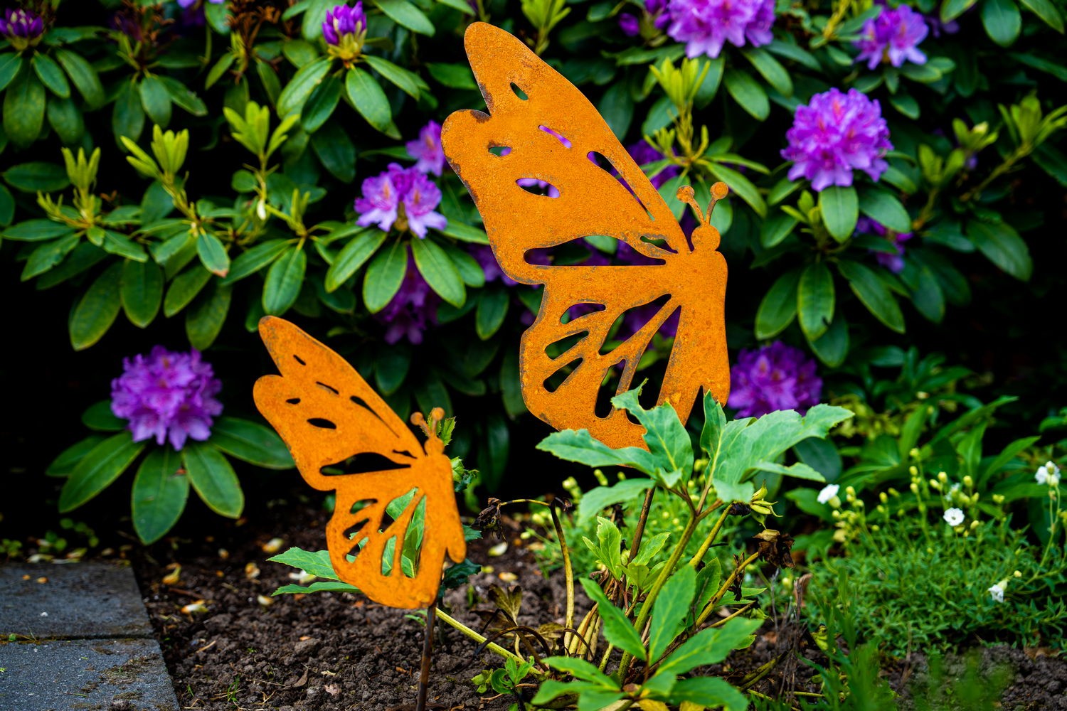 Cortenstaal Vlinder Klein - Tuindecoratie | 25 cm x 17 cm | Tuinkunst