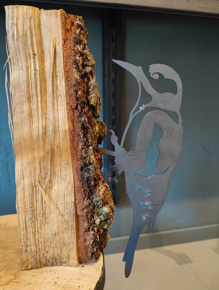 Cortenstaal Vogel Specht - Tuindecoratie | 31 cm x 10 cm | Tuinkunst
